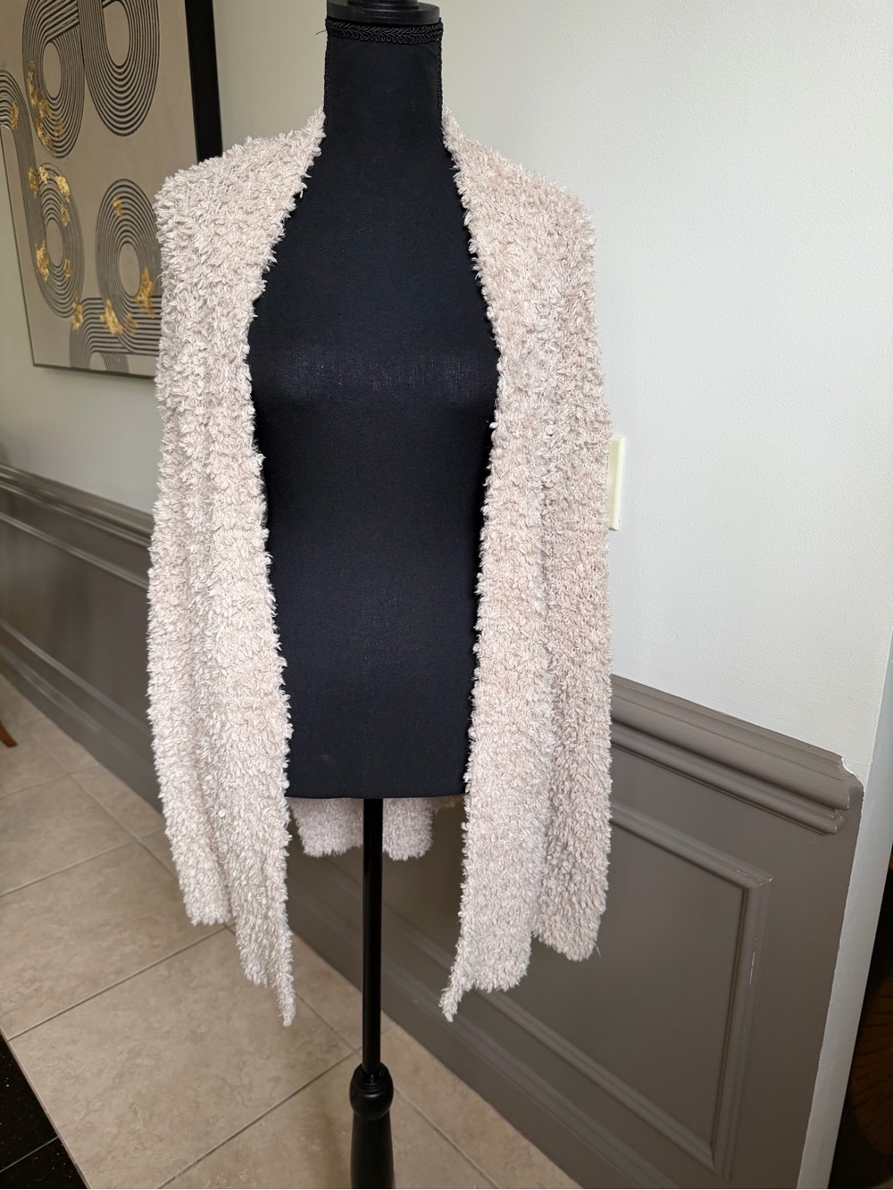 Hollister Cream Plush Open-Front Cardigan